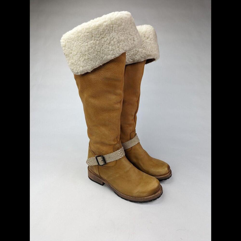 [SOLD] FREEBIRD by STEVEN Sz US 7 DENMARK Tan Brown Shearling Leather Boots
